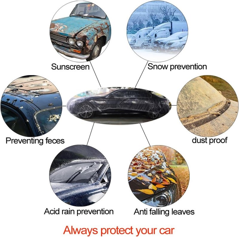 Bocarmo 4 Packs Disposable Car Cover Clear Plastic Car Cover Universal Rain Dust Garage Cover with Elastic Band Medium (12.4 FT x 21.6 FT) - Image 3